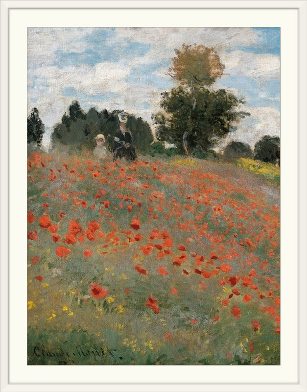«Poppy Field», 1873, musée D par Claude Monet - reproduction imprimée, H 32 po x l 26 po x P 1 po, Cadre blanc