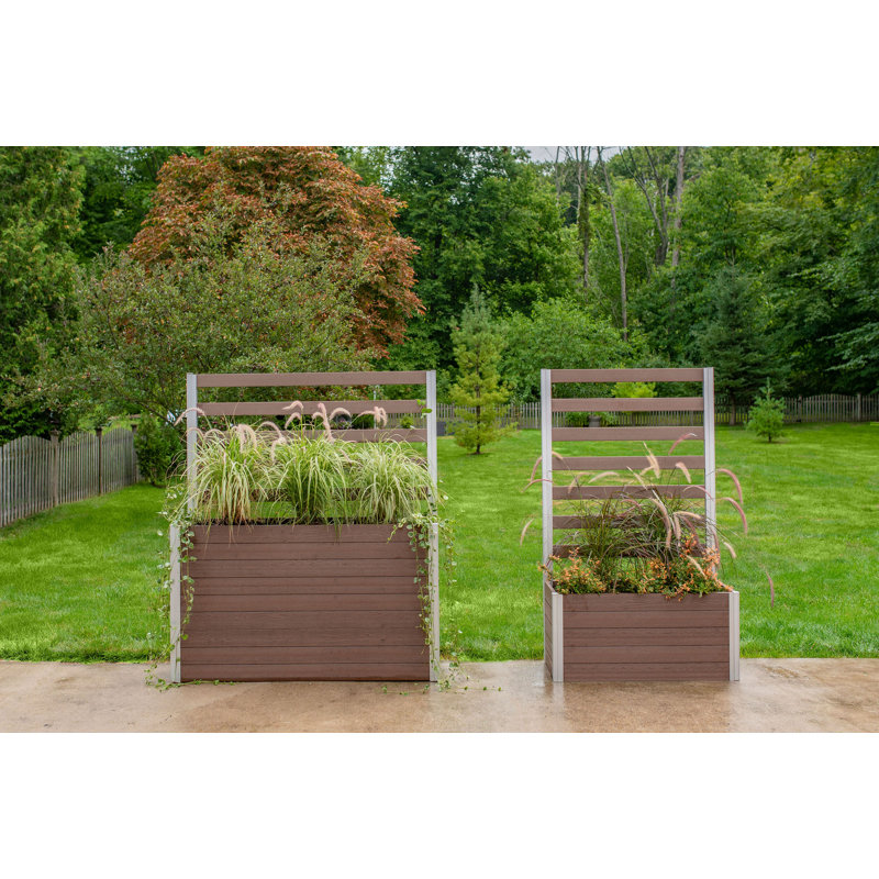 Espresso Brown Vinyl Large Planter Box with Trellis