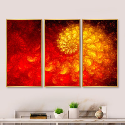 Orange et rouge Infinity Spiral - ensemble d'art moderne sur toile encadrée moderne de 3