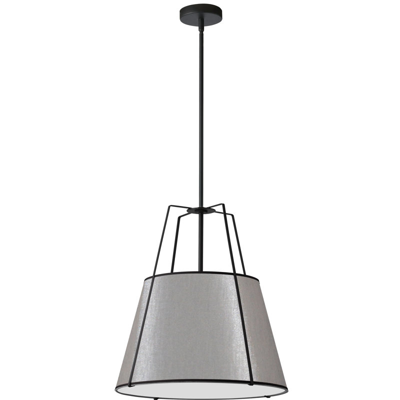 Luminaire suspendu 3 lumières trapézoïdale, Noir, H 19,5 po x l 18 po x P 18 po, Blanc