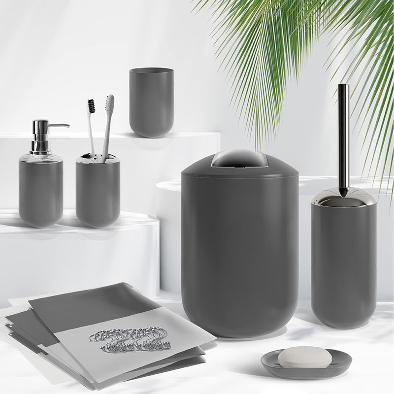 Grey Bathroom Accessory Set