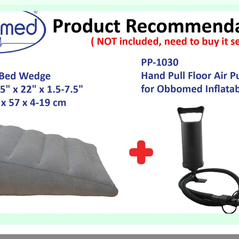 Inflatable Travel Wedge Pillow - Portable Bed Support with Velour Surface for Sleeping, Trip Vacation - Prevent Sliding, Horizontal Indention - Gray