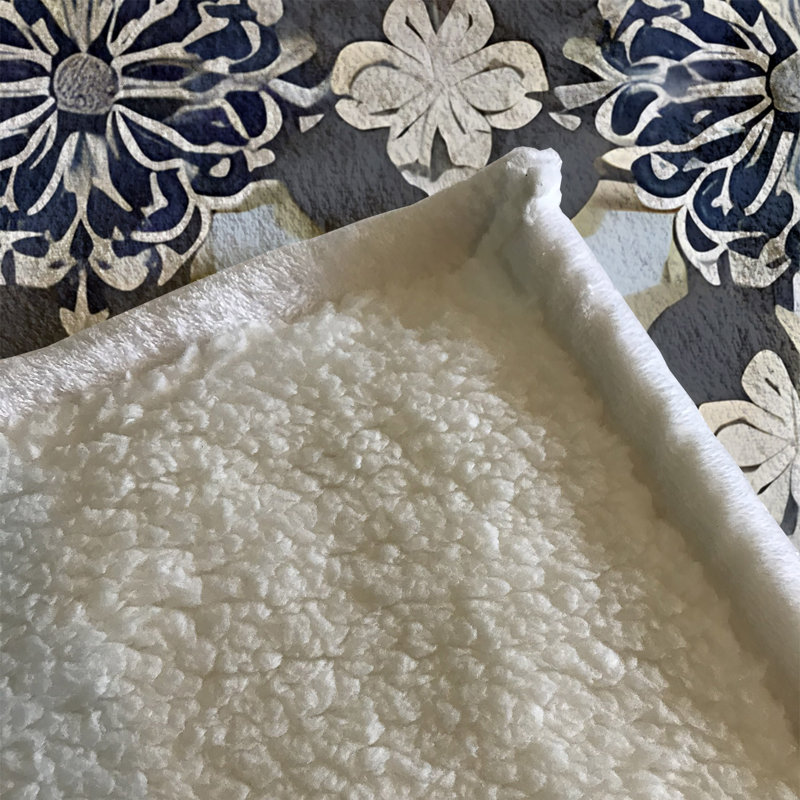 Throw Blanket, 51" W x 60" L, Floral/Abstract, Gray/Blue