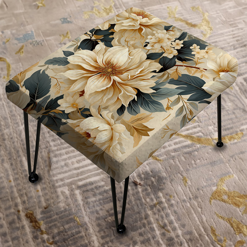 Motif de pivoines beiges rétro chic - Floral