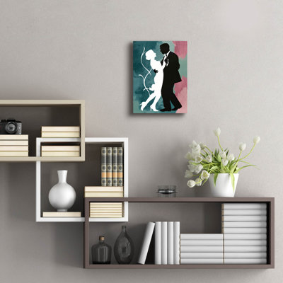 Art mural en verre épique «Elegant Couple Dancing» par Andreas Magnusson, 24 po x 36 po