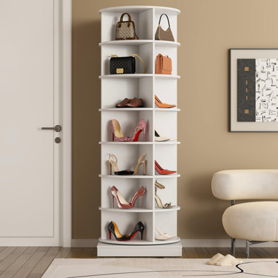 Armoire porte-chaussures rotative 360 °, 7 couches, 28 paires de rangement, support de sélection à 7 couches peu encombrant, porte-paires, style Saver