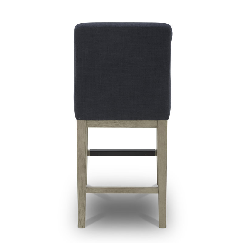 Bethea Upholstered Counter Stool (Set of 3), Effie Insignia Blue Performance Linen