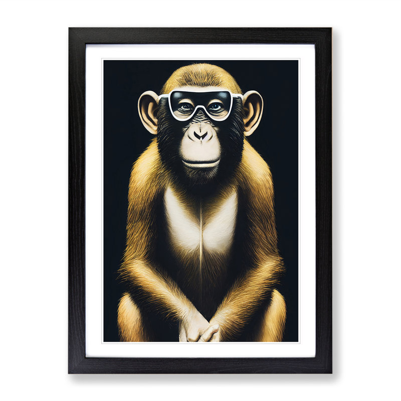 Clever Monkey - Single Picture Frame Print, Black, 34cm H x 25cm W x 2cm D