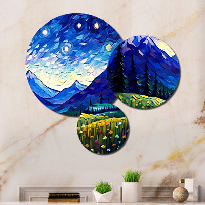 Vangogh Starry Night Over The Mountains Wall Decor on Metal