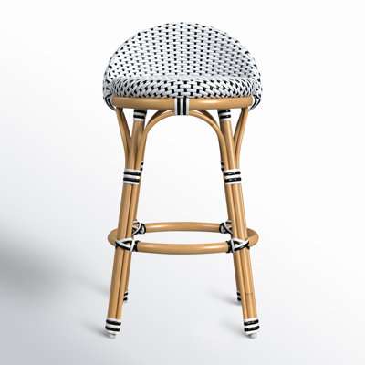 Ellie Rattan and Metal Low Back Counter Stool