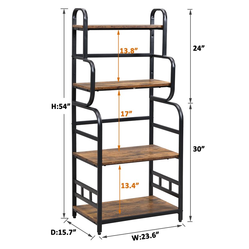 17 Stories 23.6'' Iron Standard Baker's Rack with Microwave ...