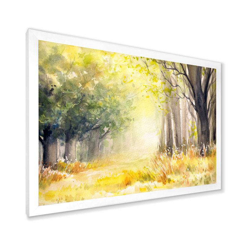 «Bright Sunshine Through The Forest Trees IV», reproduction d'art sur toile, H 16 po x l 32 po x p 1 po, Blanc
