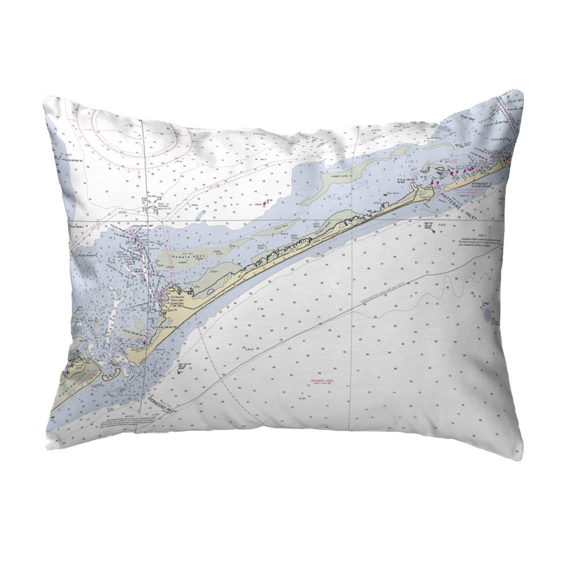 Nautical Map Outdoor Reversible Throw Pillow