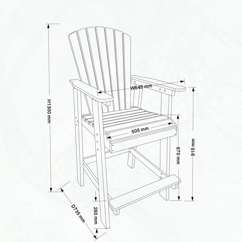 Ensemble de 2 tabourets de bar en PEHD Adirondack (blanc et gris)
