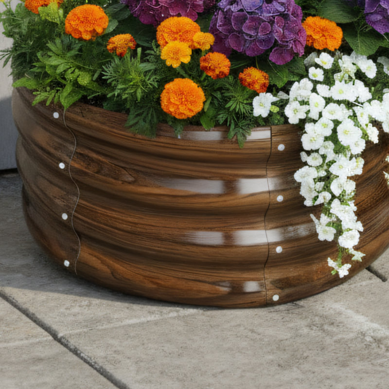 Brown, Galvanized Raised Garden Bed 2-Piece Set, 23.5 X 23.5 X 12.01 Inches, Outdoor Set, Specifically For Vegetable And Flower Growing.