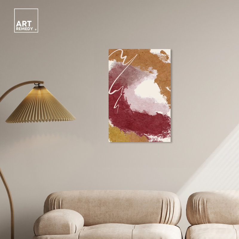 Burgundy and Cork Abstract Canvas Wall Art, 20" x 30"
