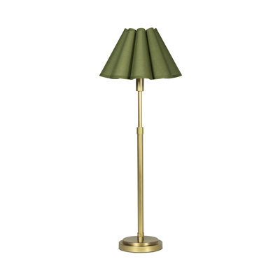 Polly Buffet Lamp (Blackened Brass with Green Scalloped Shade)