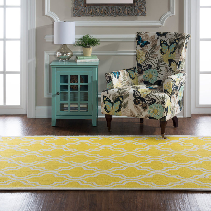 Hand Hooked Wool Geometric Indoor Rug, Rectangle 5' x 7'