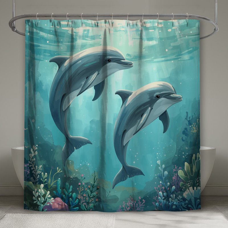 Rideaux de douche Dolphins, L 70 po x H 72 po