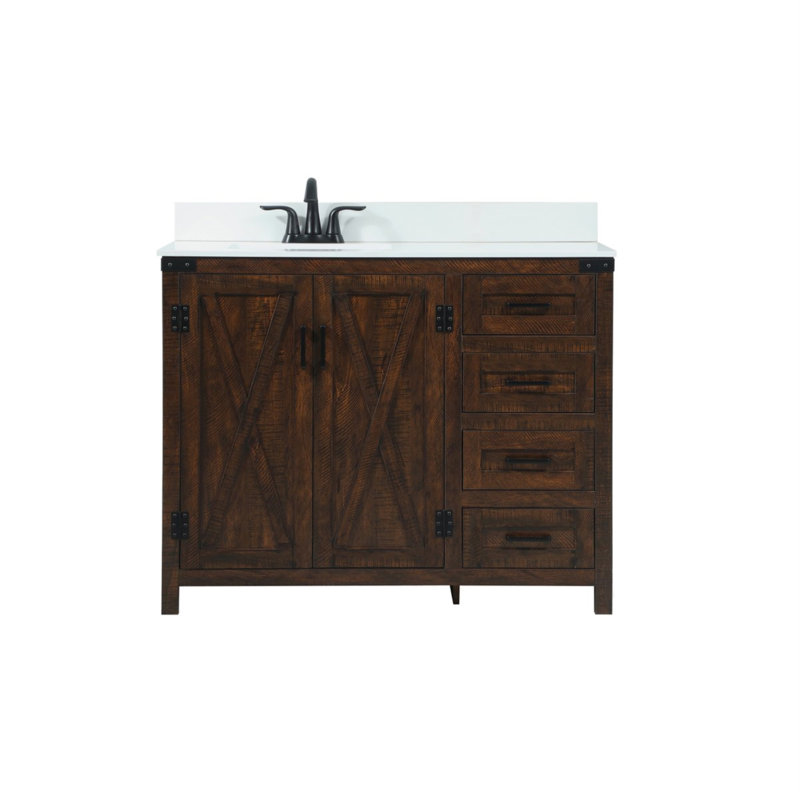 Slayton 42'' Single Bathroom Vanity with Engineered Marble Top, Expresso
