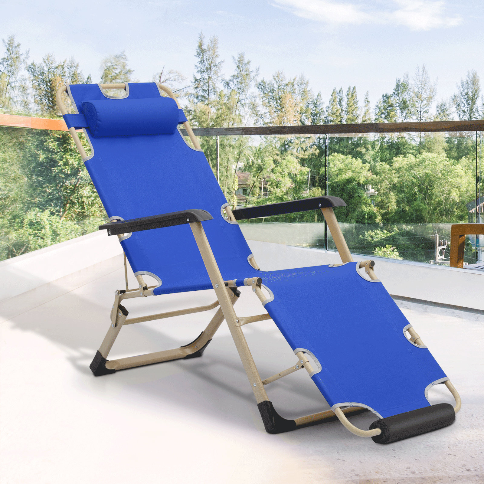 Arlmont & Co. Folding Zero Gravity Chair Beach Sunshade Recliner | Wayfair