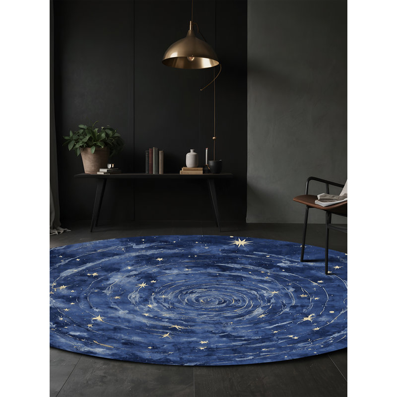 Tapis gris soyeux et moelleux, Rond 4 pi