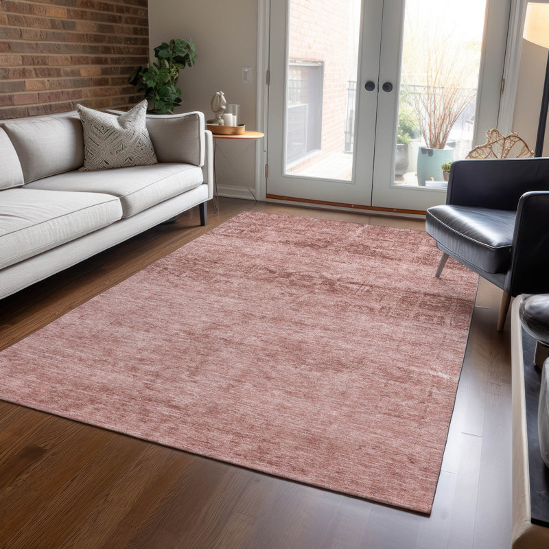 Tapis rosé intérieur / extérieur lavable à la machine Claudian ACN1647, Rectangle 2 pi 6 po x 3 pi 10 po