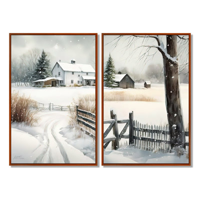 «Kentucky Farm In Winter - Large Farm Landscape», art mural 2 pièces