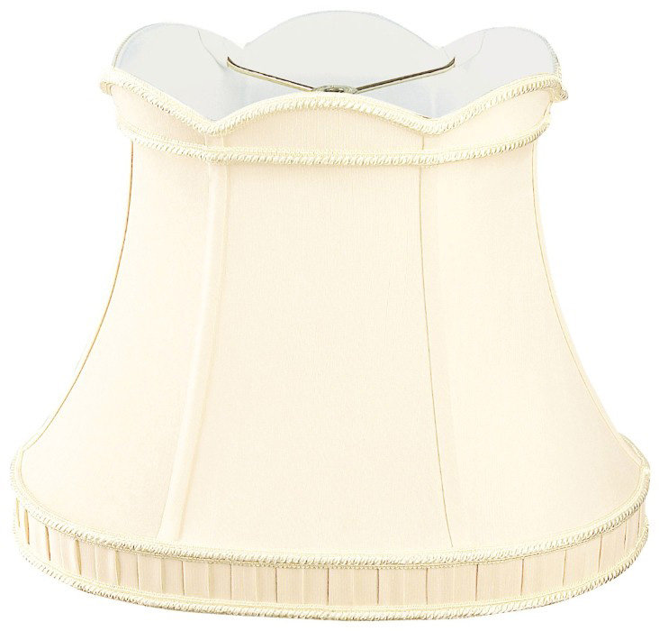 Abat-jour cloche en soie / shantung (araignée), Or antique / blanc cassé, H 11 po x l 14 po x P 14 po