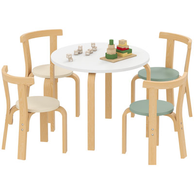 Kids Table and Chair Set, Wooden Toddler Table and Chairs Set