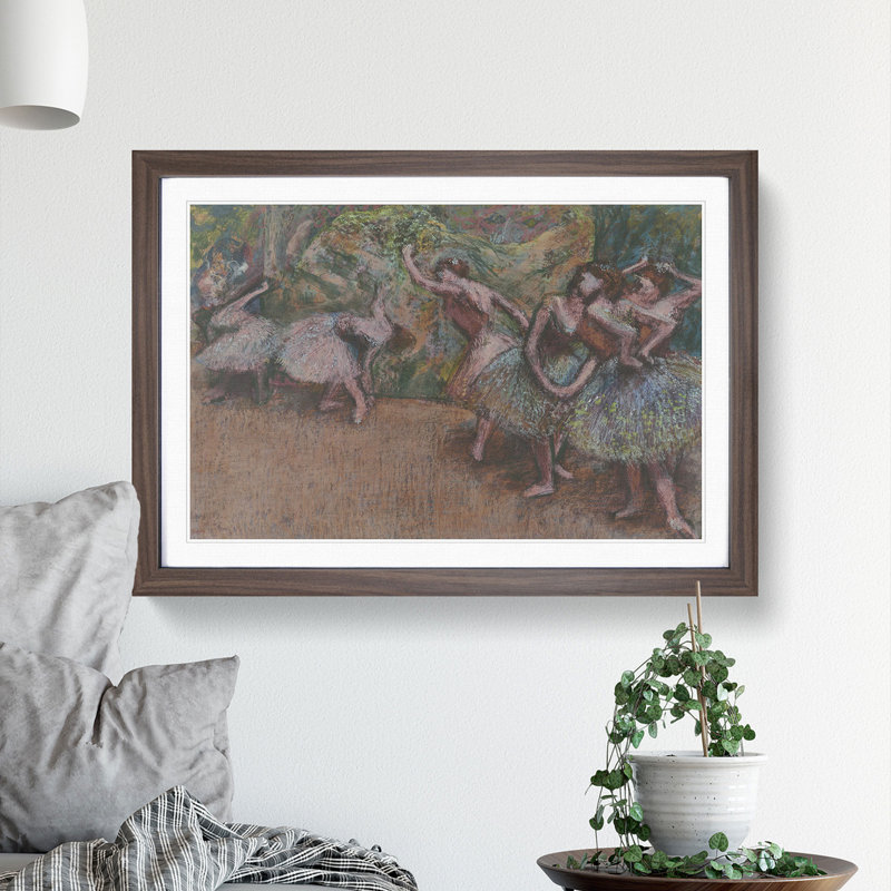 View of the Ballet Ballerina Dancers by Edgar Degas - Picture Frame Painting, 36cm H x 48cm W x 2cm D, Walnut