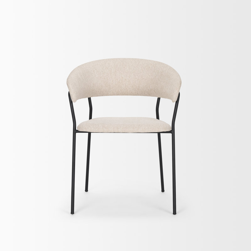 18.87'' H Upholstered Metal Dining Chair, Oatmeal