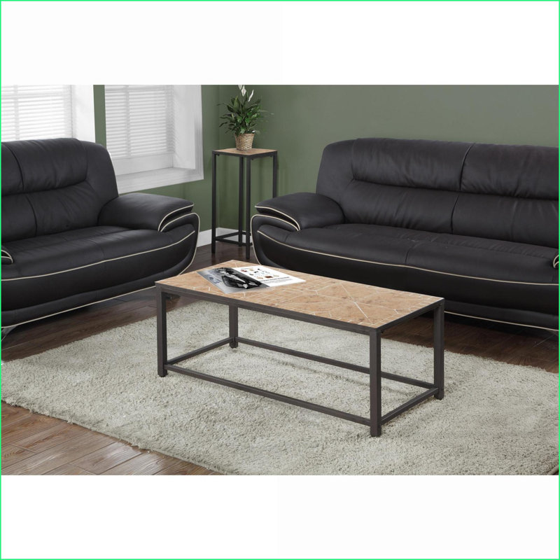 Table basse rectangulaire 42 po en terre cuite brune avec base en métal, décoration de salon multi-usage