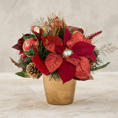 Red Poinsettia Arrangement Centerpiece 