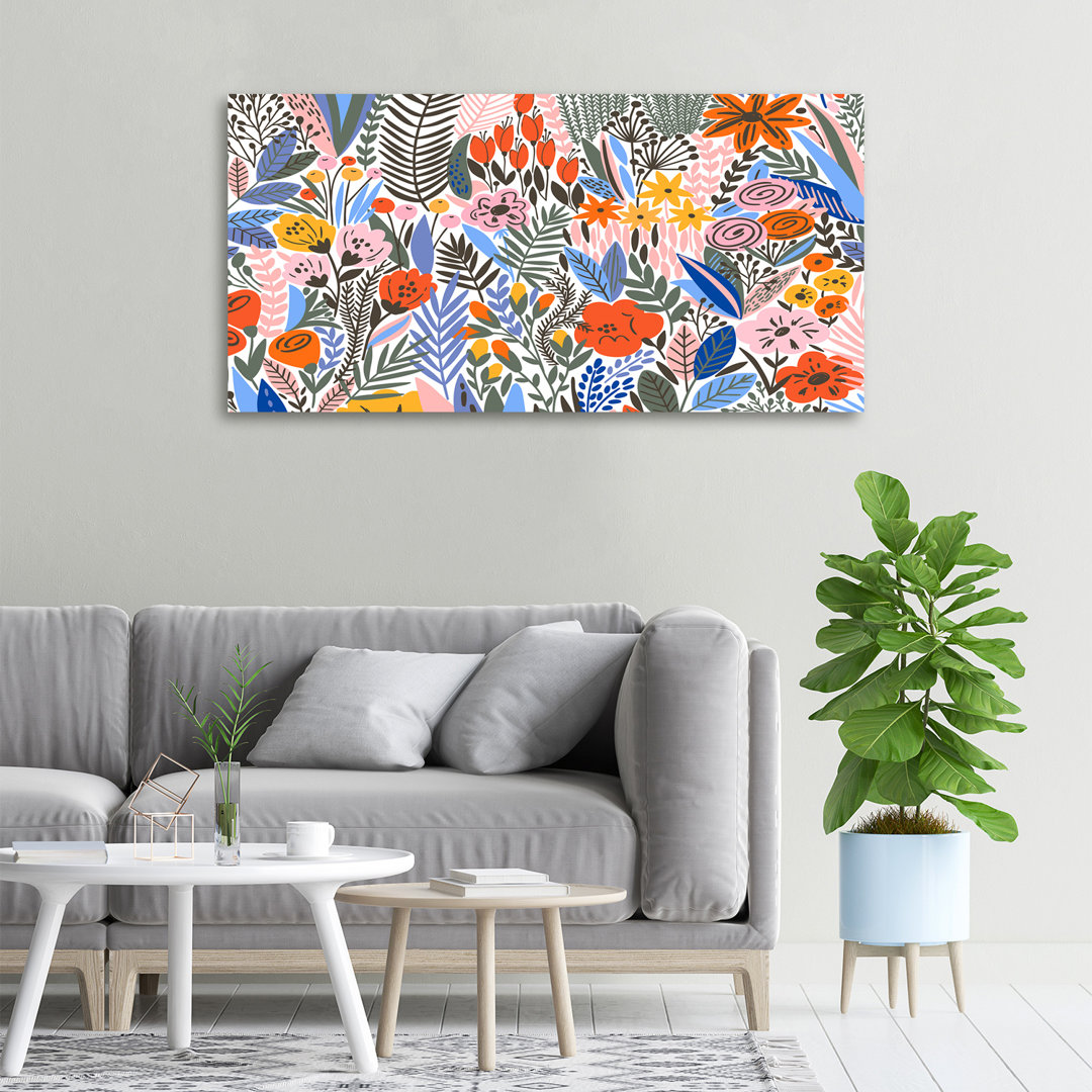 Leinwanddruck - Wandkunst - Drucke auf Leinwand - 100X50 Bildmotiv: Florales Muster