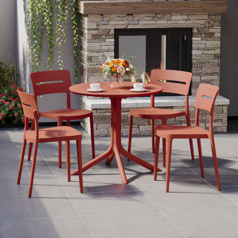 Ensemble repas extérieur pour 4 personnes, Rouge