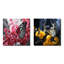 Ensemble de 2 collages carrés animaux rouges et gris-843896476-843896472