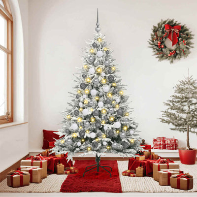  Arbre de Noël artificiel vert et blanc en PVC 70,9 po
