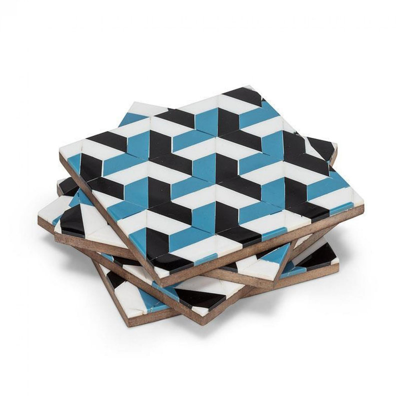 Ensemble de 4 sous-verres à motif mosaïque