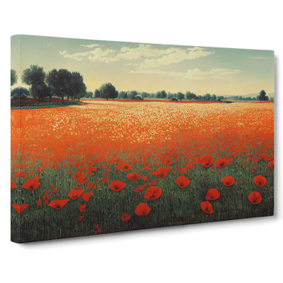 Blooming Poppy Field Flowers - Wrapped Canvas