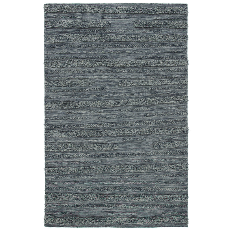 Hartzler Handmade Flatweave Charcoal/Ivory Area Rug, Rectangle 8' x 10'
