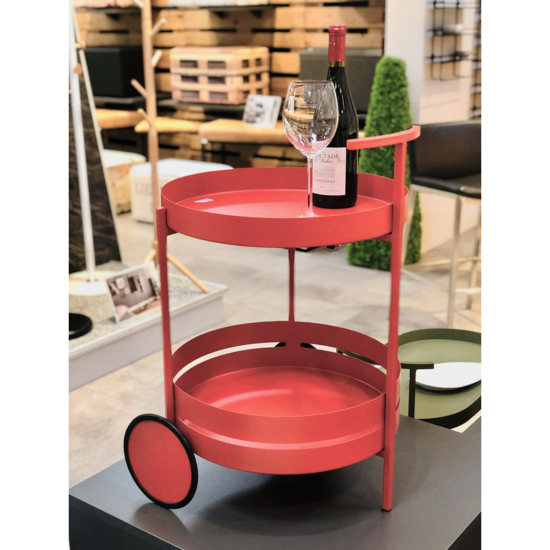 Kees Steel Tubing Bar Cart, Coral