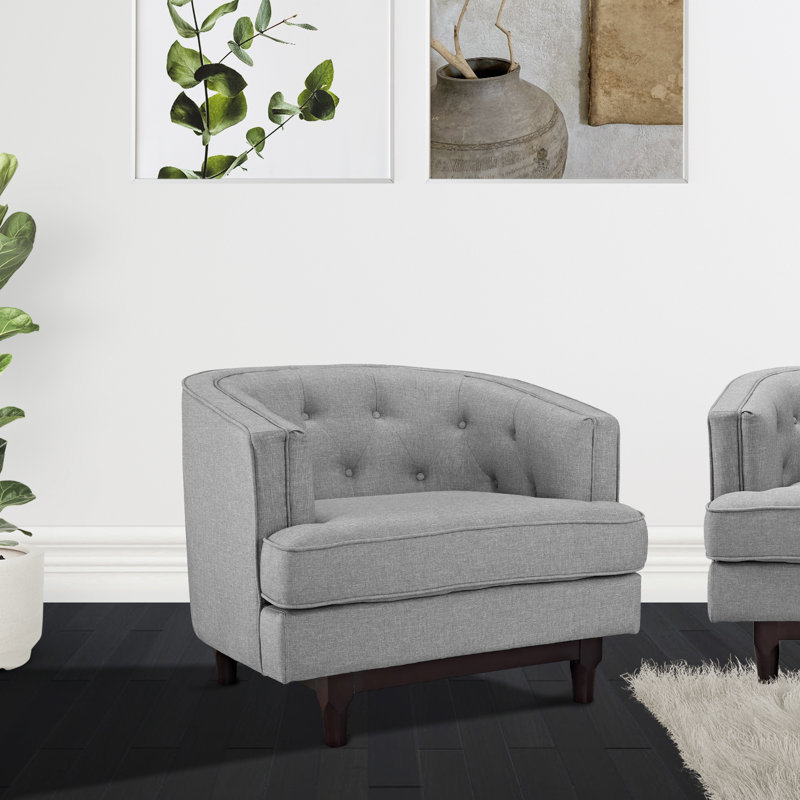 Fauteuil demi-tonneau 35,5 po, Polyester gris clair