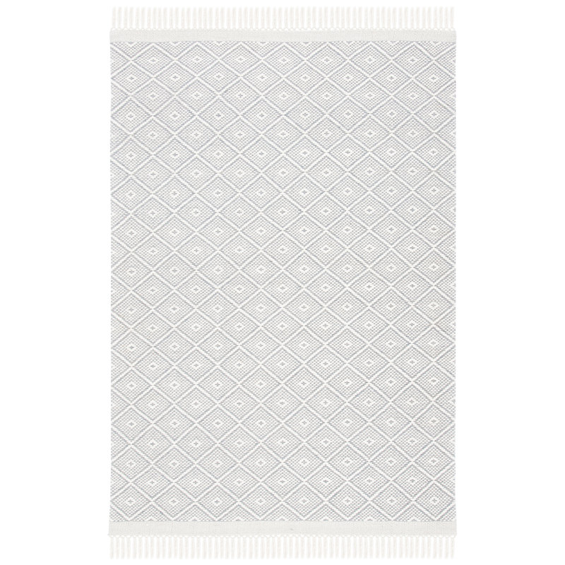 Tapis ivoire en laine et coton tissé à la main Broady, Rectangulaire 3 pi x 5 pi