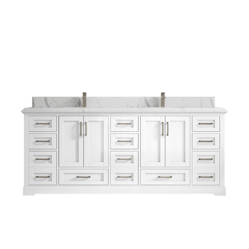 Ensemble de meuble-lavabo double l 84 po x P 22 po x H 36 po Esin, Calacatta Laza