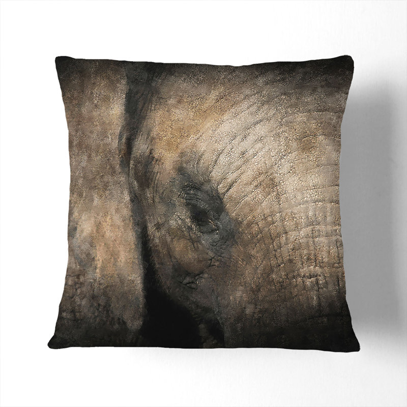 Gentle Elephant Painting Cushion with Filling, 40cm H x 40cm W x 15cm D