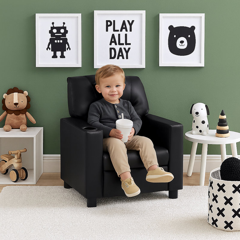 Oakley Kids Recliner Vegan Leather Onyx, Black