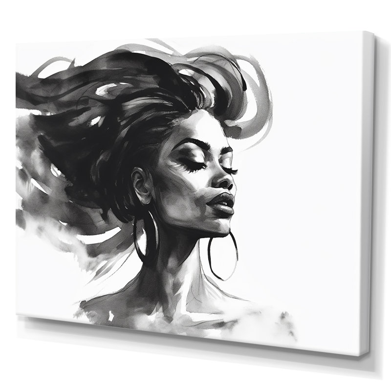 Femme afro-américaine Pierce IV - Portrait, reproduction d'art mural, H 34 po x l 44 po x P 1,5 po, Toile tendue
