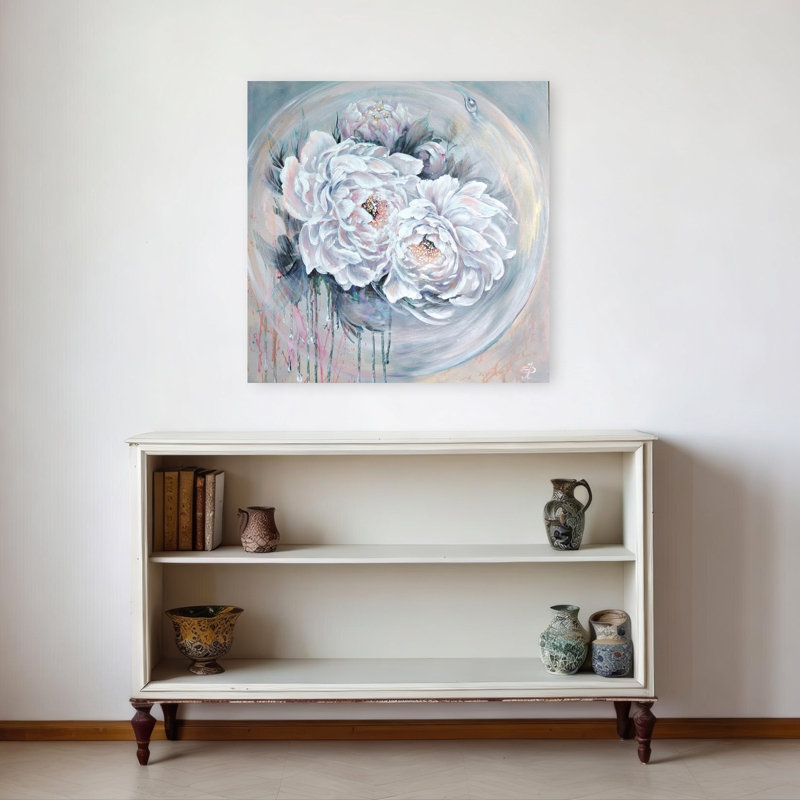 Rêve de pivoines, reproduction abstraite délicate de pivoines, art mural, H 32 po x l 32 po