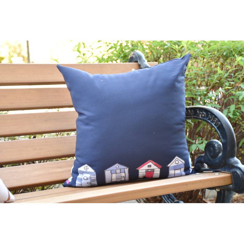 Housse de coussin d'extérieur carrée Nantucket, Bleu marine, 18 po x 18 po